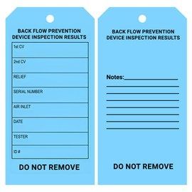 Tags 4 Less Custom Backflow Preventer Inspection Tags – 2 5/8" x 5 1/4" Maintenance Record Label for Backflow Test, Waterproof Heavy Duty Vinyl Plastic for Record-Keeping (Pack of 100)