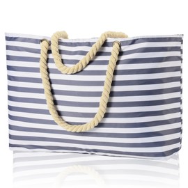 KUAK Beach Bag, Large Beach Tote Bags For Women Waterproof Sandproof with Lining, Zipper, Inner Pockets, Rope Handles for Family Travel Vacation Swim Pool