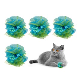 Andiker Crinkle Cat Ball Toy, 4pcs Candy Color Interactive Cat Toy for Indoor Cats Suitable for Party Decoration, Shiny Foil Cat Enrichment Toys for Kitty Reduce Anxiety and Boredom (Blue)