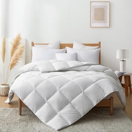 TRP All Seasons Extra Warm Winter White Mediumweight Goose Down Comforter King Size with Duvet Insert Boxed Stitched Design | Western Bedding Plush Soft Cozy Silky Smooth Luxury Feel