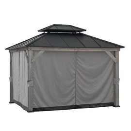 Sunjoy Replacement Curtains Panles,Waterproof Gazebo Privacy Curtain, 4-Panel Screen Walls for 10 x 12 ft Gazebo, Patio & Backyard Protection, Grey