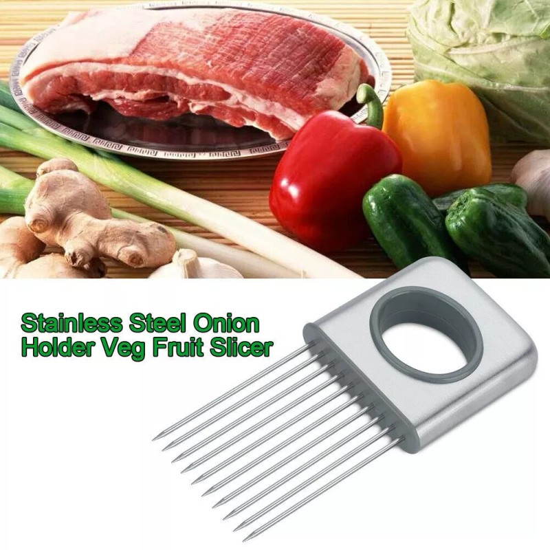 Kitchen Onion Holder for Slicing Stainless Steel Vegetable Potato Cutter