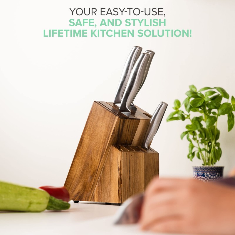Coninx Acacia Wood Kitchen Knife Block - 15 Slots Knife