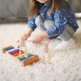 Operitacx Wooden Stake Dolls, Unfinished Wooden Robot, Pack of 4, DIY Mini Person Doll with Flexible Joint, Wooden Painting Figures, Children's Educational Toy for Craft Projects