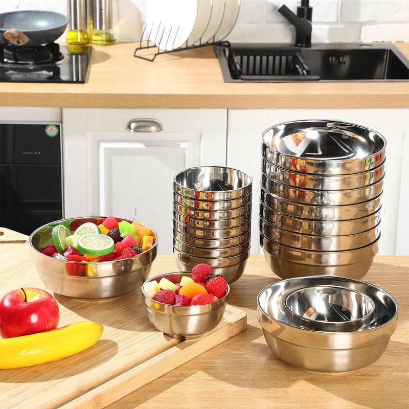 Mimorou 20 Pack 304 Stainless Steel Bowls Set 13 oz