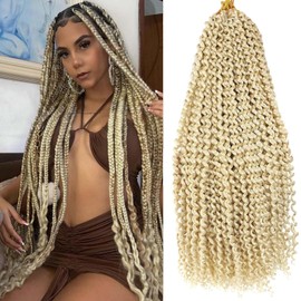 24Inch Passion Twist Hair 2Packs Blonde Water Wave Crochet Hair Long Bohemian Braids Hair Synthetic Extensions (24 Inch (Pack of 2), 613#) …