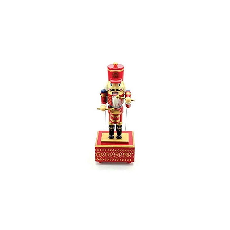 Musicbox World - 55090 Wooden Nutcracker with drumsticks moves the