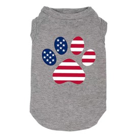 Weokwock American Flag Dog Shirt - 4th of July Funny Graphic T-Shirts & Sport Vest (X-Large, Grey)