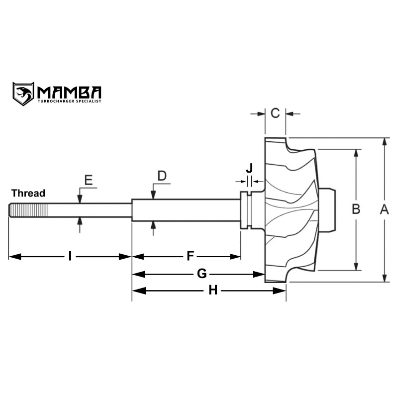 Mamba D5 Turbo Mitsubishi TD06HR Turbine wheel (58.8/67.2/5+5/Reverse) EVO 4~9