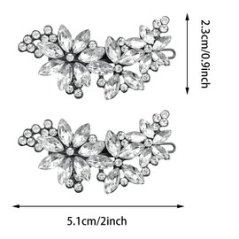3PCS Sparkly Rhinestone Hair Clips for Women, Crystal Flower Hair Barrettes for Bridal Elegant Wedding Hairpin Silver Rhinestone Hair Accessories for Wedding Party Dance Prom