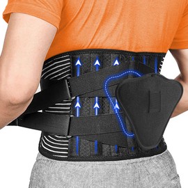 M MOACC Back Support Belt with 7 Metal Supports and Removable Lumbar Pad for Men and Women, Lumbar Support Belt with Breathable Mesh (M)