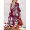 Chunoy Women Open Front Short Sleeve Floral Print Midi Side