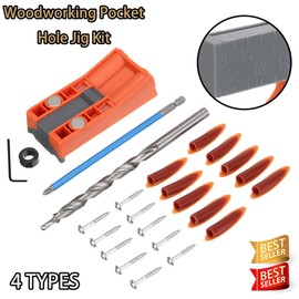 C (25pcs) Complete Pocket Hole Jig Kit with Step Drill Bit & Accessories for Strong Wood Joints Woodworking Aid Kit