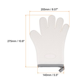 HARFINGTON Silicone Oven Mitts 10.8"x5.5" Heat Resistant Rubber Oven Gloves with Soft Cotton Lining for Kitchen Cooking and Baking, White