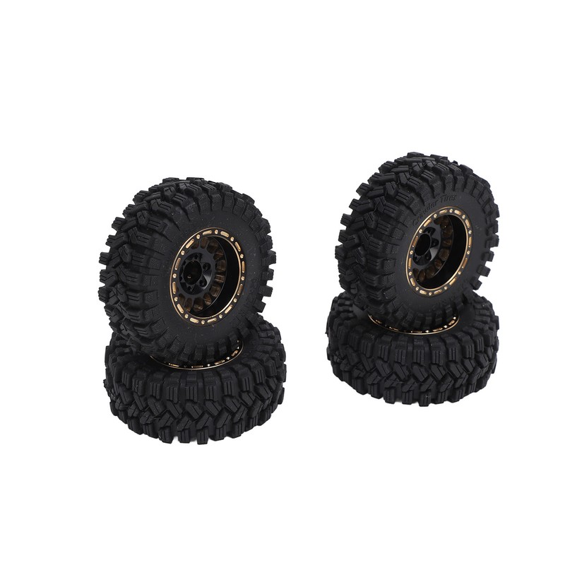4Pcs Brass Wheel Tire Set 1.2in Hub Replacement for Traxxas