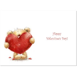 doodlecards Valentine's Day Card Teddy Holding I Love You Heart Large A4 Size with Plain Envelope