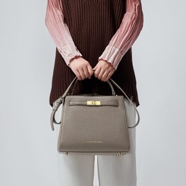 VICTORIA HYDE Women's Handbag PU Leather Handbags Elegant Bags Large Shoulder Bag Women's Tote Shopper with Multiple Compartments for Work School Travel, Naked