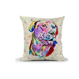 Vixar Labrador Dog Gundog pet Watercolour Rainbow Art Linnen Cushion With filling or cover only, 40x40cm, gift, christmas, Birthday (cover only)