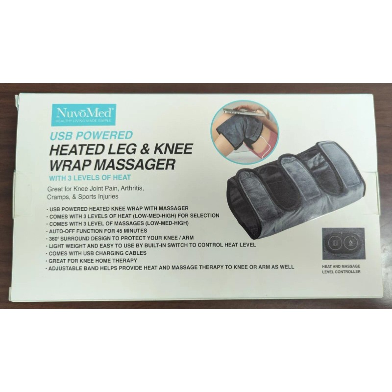 NUVOMED USB POWERED HEATED LEG & KNEE WRAP MASSAGER WITH