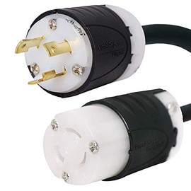 NEMA L6-30P to L6-15R Plug Adapter - 40 Foot, 15A/250V, 14 AWG - Iron Box # IBX-6004 (40 ft)