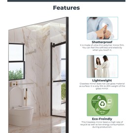 Fab Glass and Mirror Unbreakable Glassless Full Length Standing Mirror, Lightweight Shatterproof, Perfect for Home, Gym, Dance Studio 40L X 30W Chrome