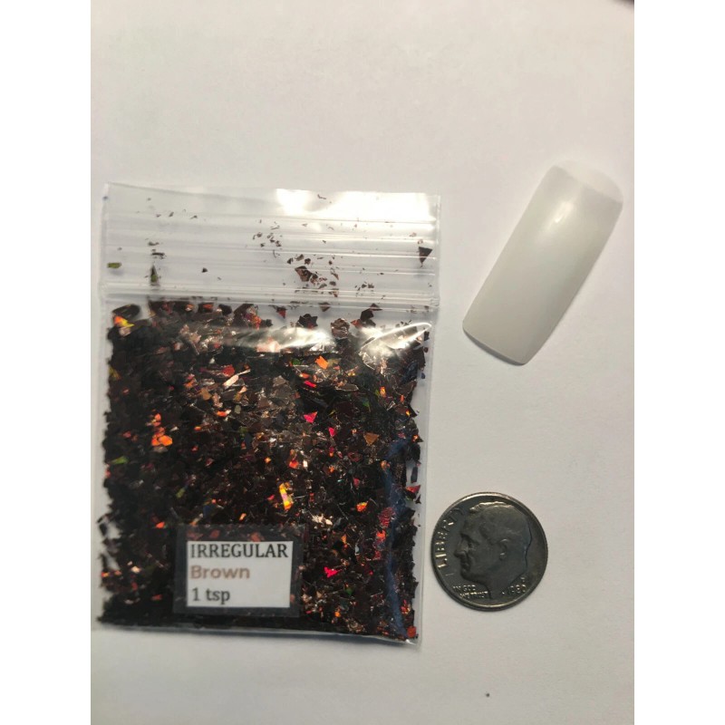 Baby Emma Solvent Resistant IRREGULAR shape Glitter (BROWN) Nail Art