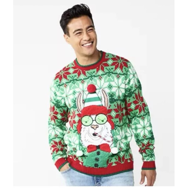Celebrate Together Ugly Christmas Sweater Llama Vibes Holiday Party Men’s