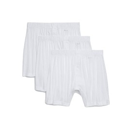 2(X)IST Mens Pima Cotton Knit 3-pack Boxer Shorts, White_10001, Medium US