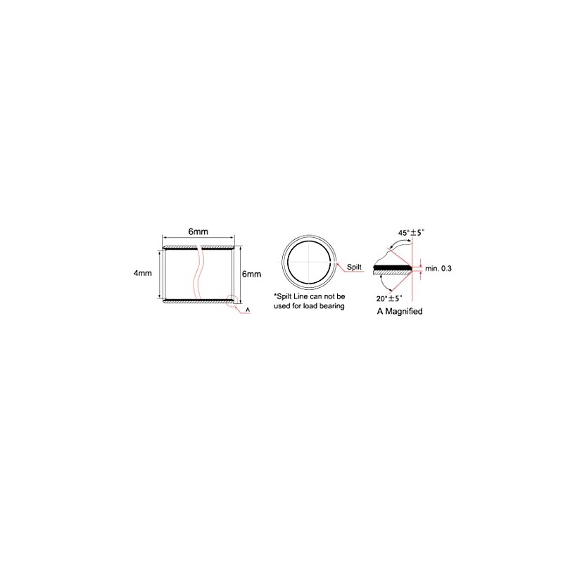 sourcing map Sleeve Bearing 4mm Bore x 6mm OD x