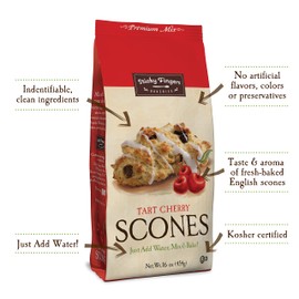 English Scone Mix, Tart Cherries by Sticky Fingers Bakeries – Easy to Make English Scones Fresh Baked, Makes 12 Scones (1pk)