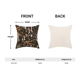 AEIOAE Boho Mushroom Pillow Covers 18 X 18 Inch Set of 2, Black Mushrooms Outdoor Decorative Throw Pillow Covers Vintage Farmhouse Pillowcase Linen Mushroom Decor for Couch Home Sofa