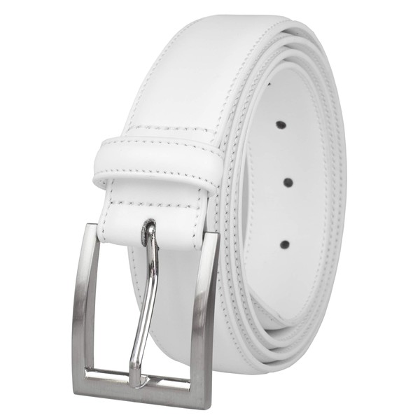 Gelante Men's Classic Dress Leather Belt G2064-White-M