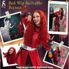 TESS Red Wig with Bun Long Wavy Hair Wigs Halloween
