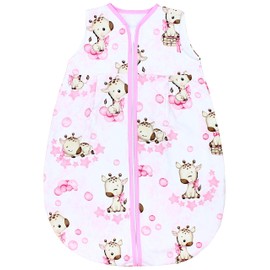 TupTam Baby Summer Sleeping Bag 0.5 Tog Made from Oeko-Tex Certified Materials, Giraffe/Pink