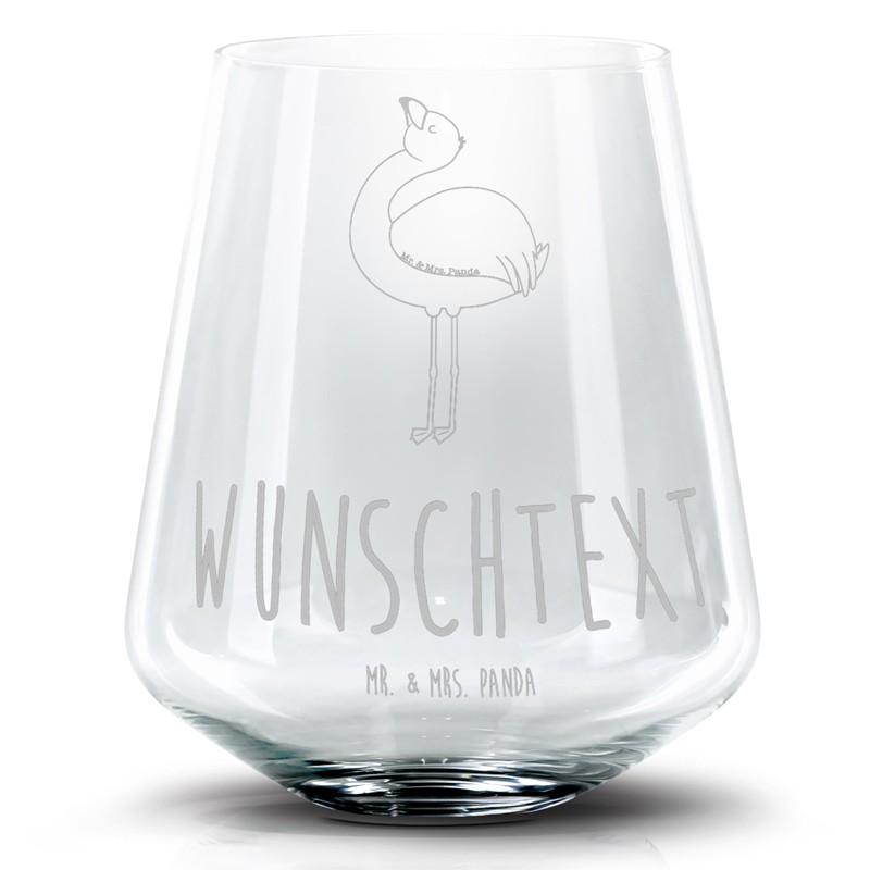 Mr. & Mrs. Panda Personalisiertes Cocktail Glas Flamingo Stolz -