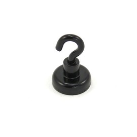 first4magnets F4ME20BKNH-1 20 mm Diameter Neodymium Hook with M4 Hook and 18.3 kg Pull - Black