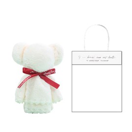 Kopida 10 Sets Romantic Wedding Favor Bear Bath Towel with 10 Bags Wedding Souvenirs Wedding Gift for Guest, Soft Coral Fleece Hand Towels for Wedding Valentine's Day Baby Shower(Brown)