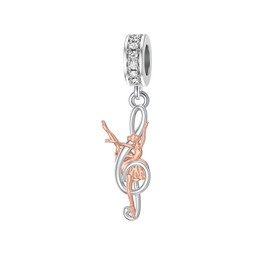 PROESS Dance Charms 925 Sterling Silver Ballerina Dance Charm Beads for Bracelet Chain Gymnastics Dancer Theme Jewellery Ballet Dance Concert Competition Gifts for Girls Women, Sterling Silver