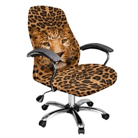 Talayituse Leopard Print Stretch Computer Office Chair Cover Universal Rotating Chair Desk Chair Cover High Back Chair Slipcover for Desk Computer Chair, L