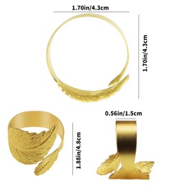 ODDIER Leaf Napkins Rings Set of 12, Table Napkin Holder for table setting, Metal Napkin Holder Rings Dining Table Decoration for Party Holiday, Thanksgiving wedding Christmas(gold)