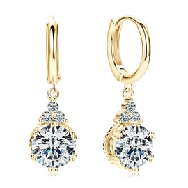 DYUNQ 1-2CT Moissanite Drop Earrings for Women, Imitation Diamond Dangle 18K White Gold Plated D Color Round Cut 925 Sterling Silver Wedding Earrings for Brides Bridesmaid, GRA Certified