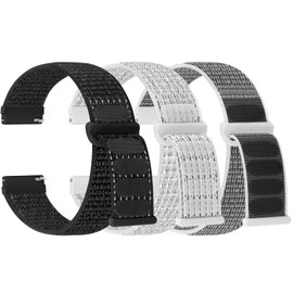 [Acortjl] Watch Band 18mm 20mm 22mm Quick Release Nylon Sport Loop Watch Band Adjustable Breathable Replacement Strap for Women Men 3 Pack, No Gemstone