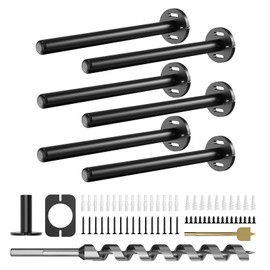 6pcs Wall Shelf Brackets Heavy Duty Floating Shelf Bracket Hidden,Invisible Black Shelving Brackets Decorative Floating Shelf Hardware Heavy Duty,Metal Shelf Support Bracket (8 inch-6pcs)