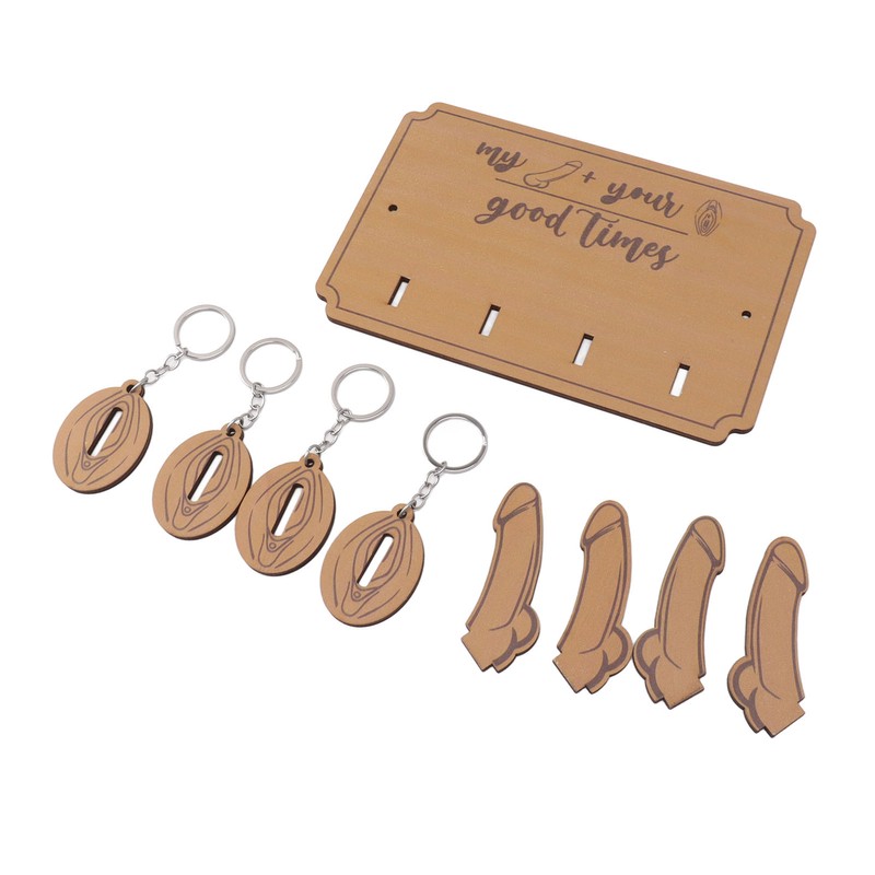 Key Holder Rack 4 Hook Cute Pendant Poplar Wooden Key