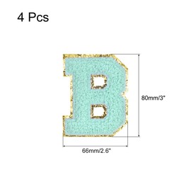 sourcing map 4 x Chenille Iron-On Letter Sew-On Alphabet B 3.1 Inches Height Blue