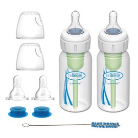 Dr. Brown’s Medical Specialty Feeding System, Narrow Baby Bottle, Infant-Paced Feeding Valve, Oral Feeding Solution for Infants with Cleft Lip, Tongue Tie, Lip Tie, 4 oz/120 mL – 2-Pack