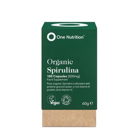 One Nutrition Pure Organic Spirulina Powder – Superfood - High in Protein & Vitamin A – Immune Support – Vegan Friendly – 100 Capsules