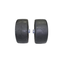 (Set of 2) 13x6.50-6 Semi-Pneumatic Flat Free Smooth with 6x4.5 Black Wheel Assembly