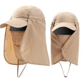 Sun Hat with Detachable Neck Face Flap Cover UPF 50+ Protection Wide Brim Fishing Hat Breathable Mesh Baseball Cap Quick Dry Outdoor Sun Visor Hat for Men Women Cycling Camping Hiking Walking Travel