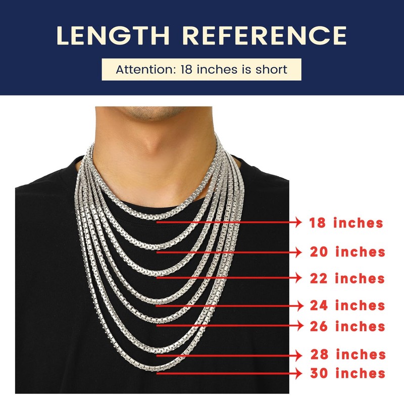 Stainless Steel Solid Box Chain 4mm 6mm Wide 20 Inch